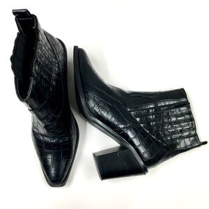 Seven 7 Eve Faux Leather Ankle Boots 8 Black Western Festival Coastal Cowgirl